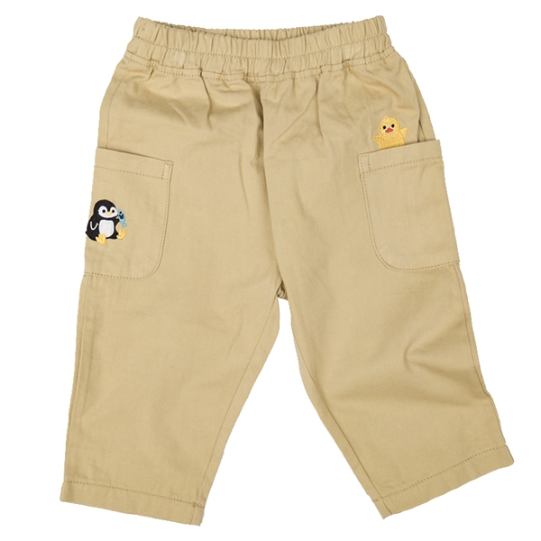 [ベビー]１０分丈パンツ  ポケット刺しゅう　ベージュ ベージュ 80cm