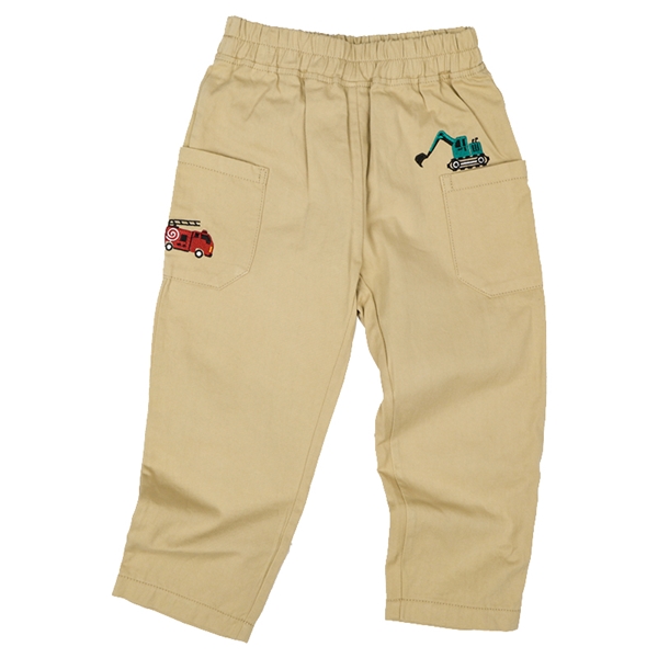 [キッズ]１０分丈パンツ  ポケット刺しゅう　ベージュ ベージュ 100cm