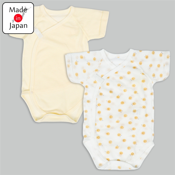 [スナップタイプ]メッシュロンパース２枚組半袖　ひまわり　クリーム クリーム 50~60cm