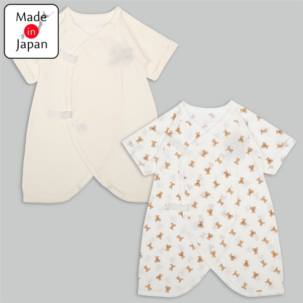 コンビ肌着２枚組スナップ七分袖　テディベア　アイボリー アイボリー 50~60cm