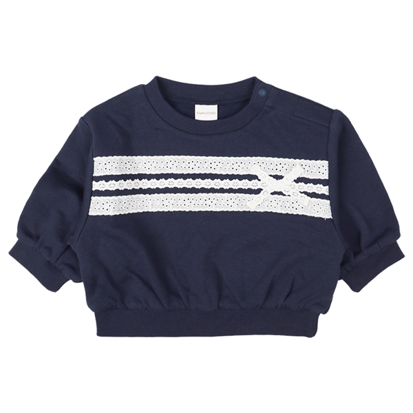 [ベビー]長袖トレーナー　レースモチーフ　ネイビー ネイビー 70cm