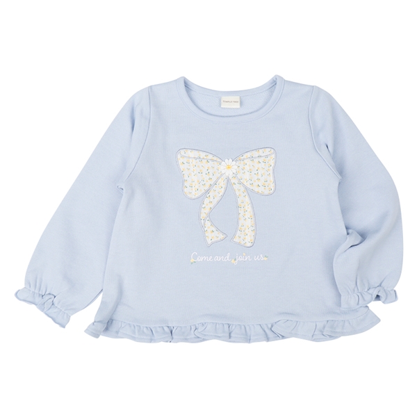 [キッズ]長袖トレーナー　アップリケ　サックス サックス 100cm