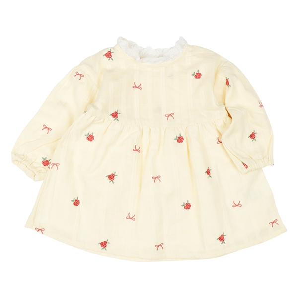 [ベビー]ワンピース　布帛総柄刺しゅう　アイボリー アイボリー 80cm