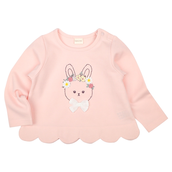 [ベビー]長袖Ｔシャツ　裾スカラップ　ピンク ピンク 80cm