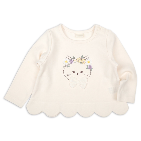 [ベビー]長袖Ｔシャツ　裾スカラップ　アイボリー アイボリー 80cm