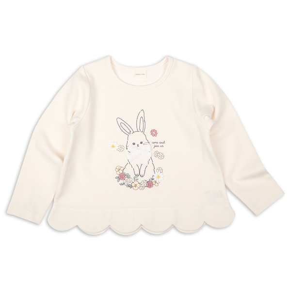 [キッズ]長袖Ｔシャツ　裾スカラップ　アイボリー アイボリー 100cm