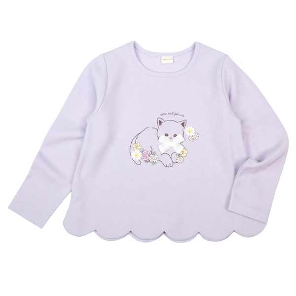 [キッズ]長袖Ｔシャツ　裾スカラップ　パープル パープル 100cm