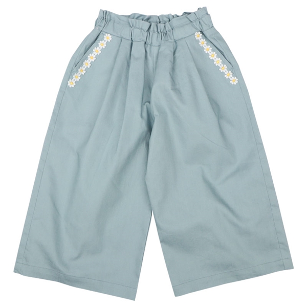 [キッズ]１０分丈ワイドパンツ　サックス サックス 100cm