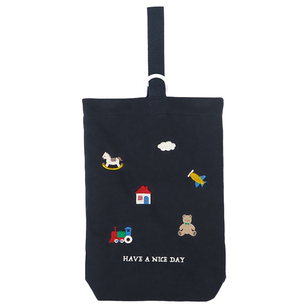 シューズバッグ　おもちゃ刺繍 ネイビー Ｆ