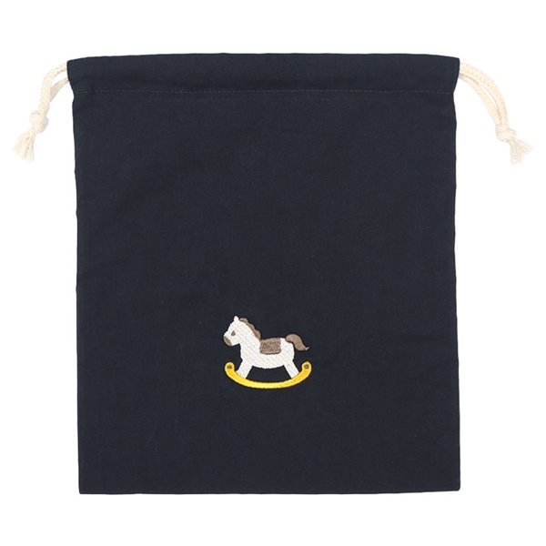 巾着小　おもちゃ刺繍 ネイビー Ｆ