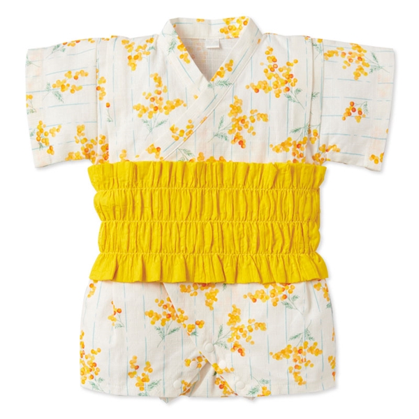 [ベビー]帯付甚平(じんべい)ロンパス ミモザ イエロー イエロー 60cm