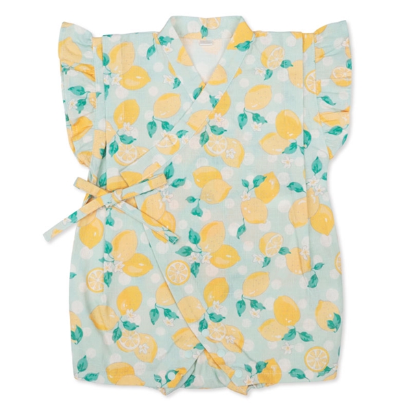[ベビー]フリル付甚平(じんべい)ロンパス　レモン グリーン 70cm