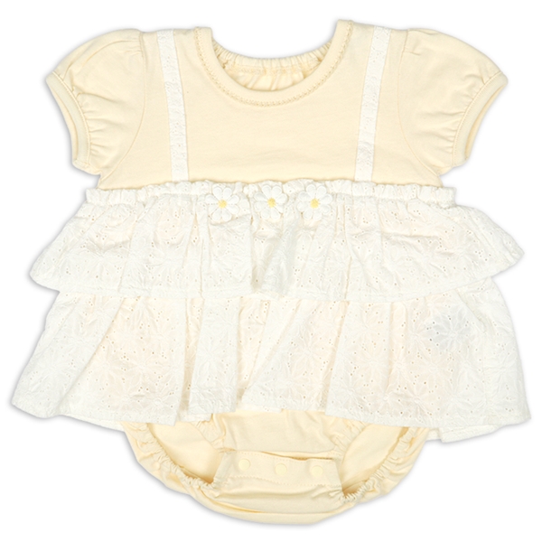 半袖アウターロンパース　レイヤード オフホワイト オフホワイト 70cm