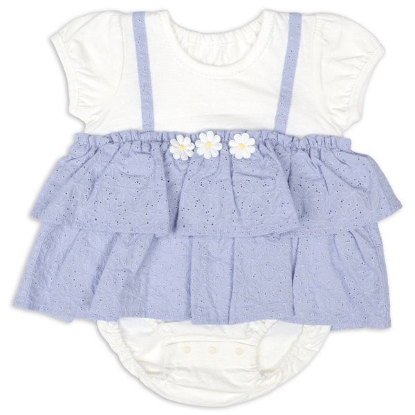 半袖アウターロンパース　レイヤード サックス サックス 70cm