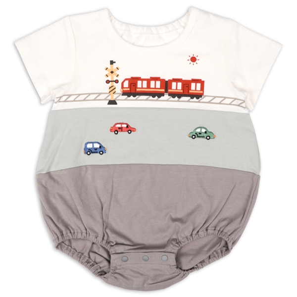 半袖ロンパース　切り替え グレー グレー 70cm