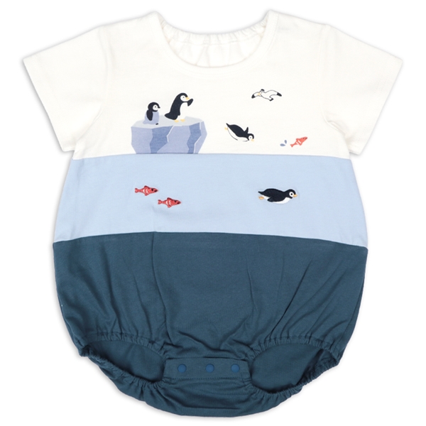 半袖ロンパース　切り替え ネイビー ネイビー 70cm