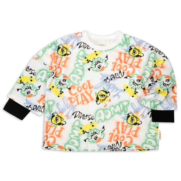 [キッズ]ＩＦ　長袖Tシャツ　スプレー　オフホワイト オフホワイト 100cm