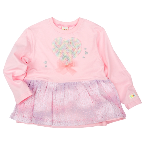 [キッズ]ＩＦ　長袖Tシャツ　レインボーレース　ピンク ピンク 100cm