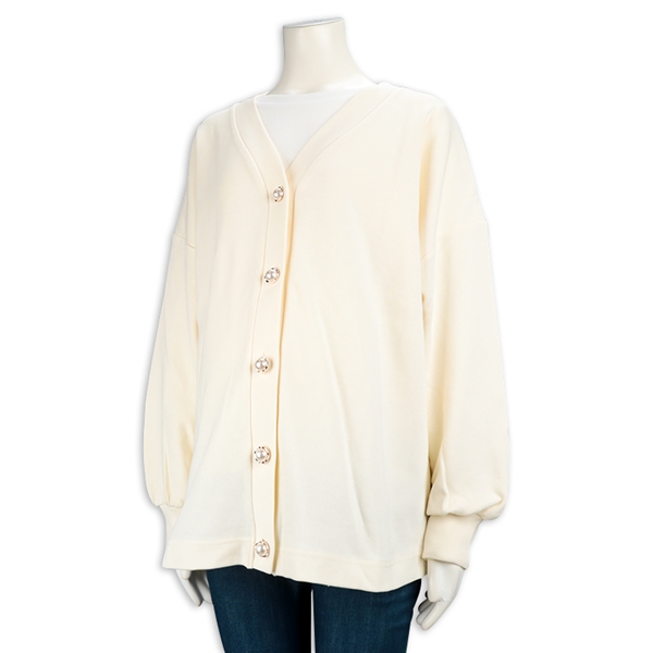 長袖トップス付きカーディガン アイボリー アイボリー M