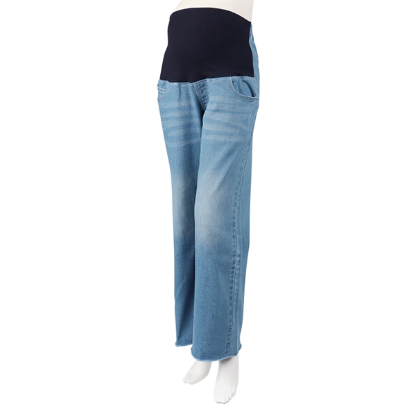 セルフチョキチョキ　デニムストレートパンツ ブルー ブルー M