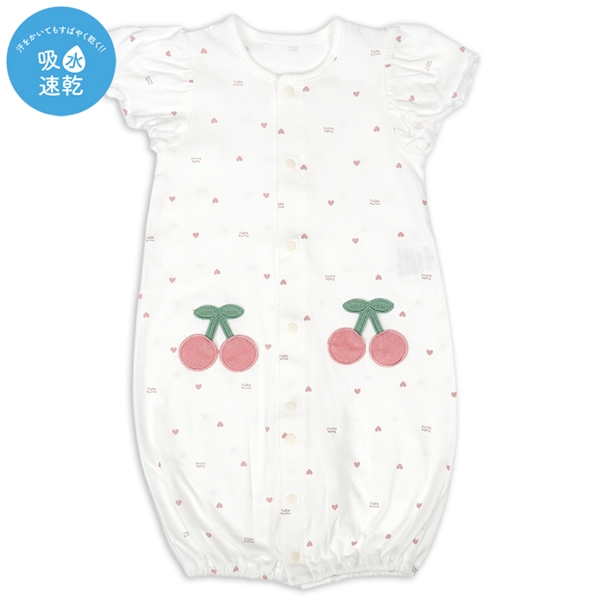 半袖ドレスオール総柄　吸水速乾　ピンク ピンク 50~60cm