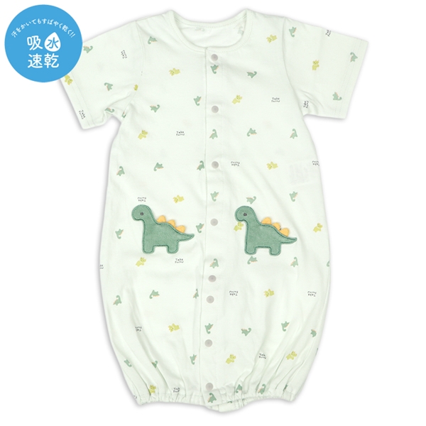 半袖ドレスオール総柄　吸水速乾　グリーン グリーン 50~60cm