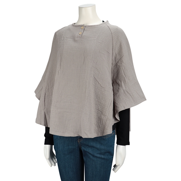 ポンチョ型赤ちゃんにもやさしい綿１００％授乳ケープ　モカ モカ F