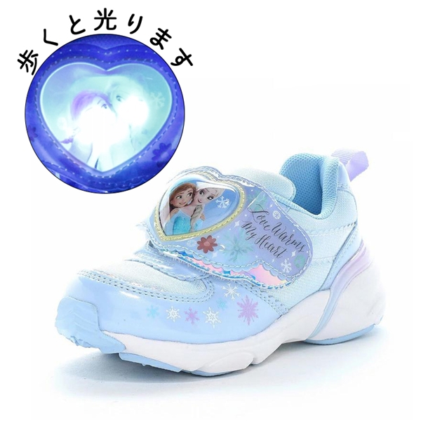 [15.0~17.0cm]光るシューズ　ディズニー　アナ雪　１３６６ サックス 16.0cm