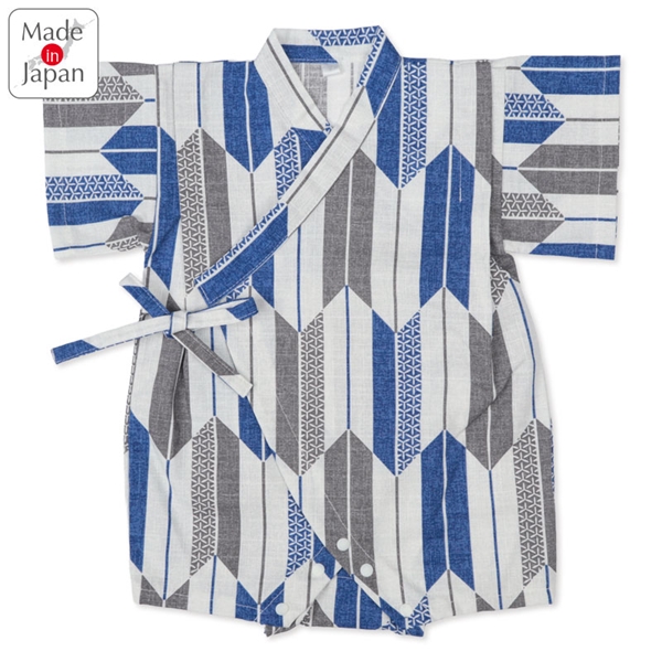 [ベビー]甚平(じんべい)ロンパス やがすり グレー グレー 70cm