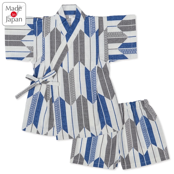[キッズ]トドラー甚平(じんべい)スーツ やがすり グレー グレー 100cm