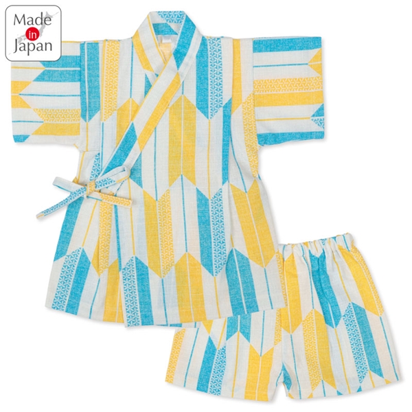 [キッズ]トドラー甚平(じんべい)スーツ やがすり イエロー イエロー 100cm