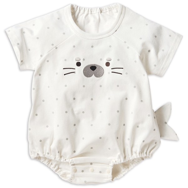 半袖　アウターロンパース　なりきりアニマル　アザラシ アイボリー 70cm