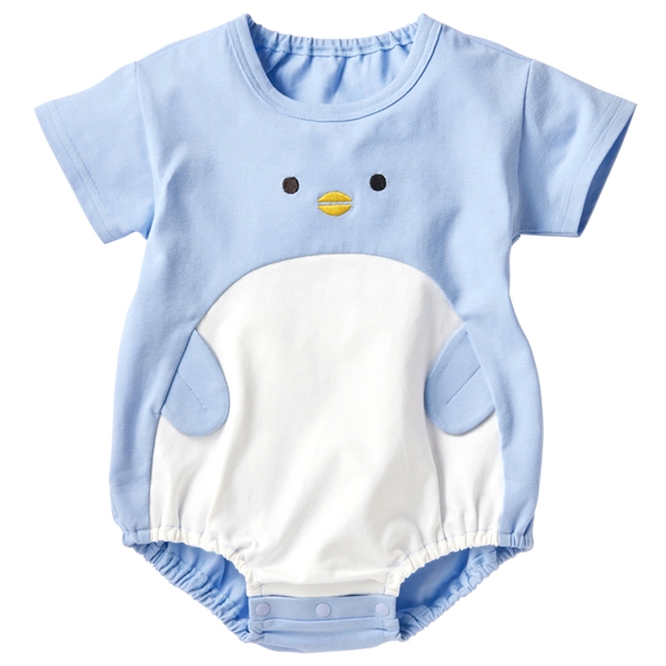 半袖　アウターロンパース　なりきりアニマル　ペンギン サックス 70cm