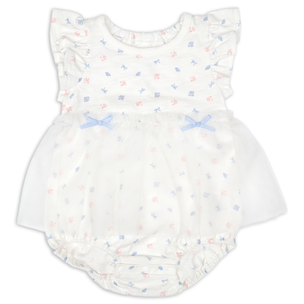 半袖　アウターロンパース　チュールレース　オフホワイト オフホワイト 70cm