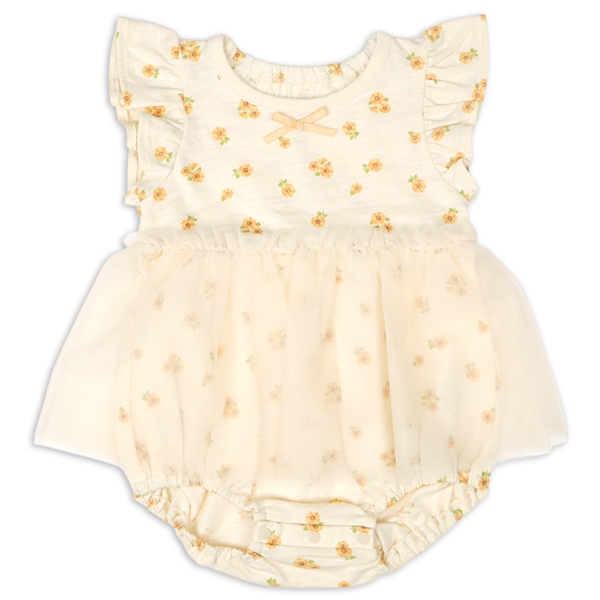 半袖　アウターロンパース　チュールレース　イエロー イエロー 70cm