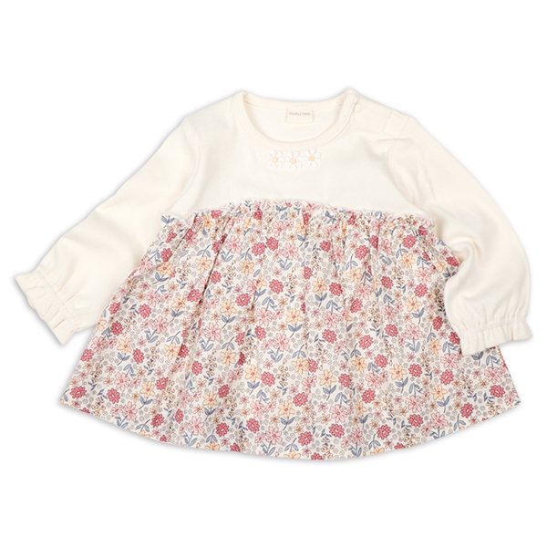 [ベビー]長袖Ｔシャツ　胸切替　ピンク ピンク 95cm