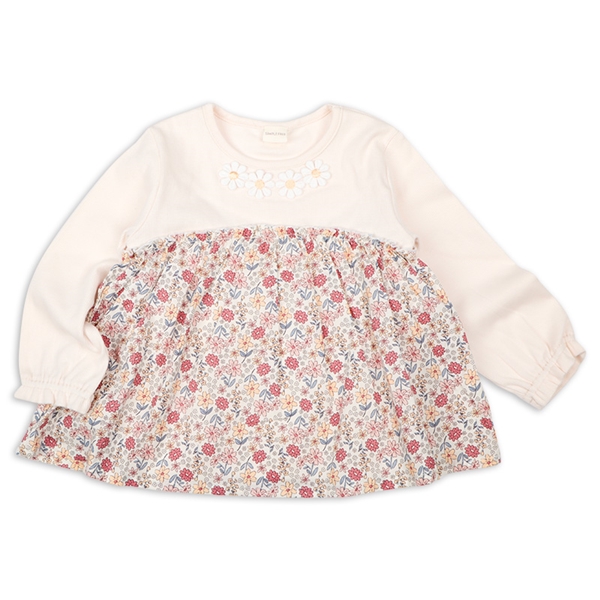 [キッズ]長袖Ｔシャツ　胸切替　ピンク ピンク 120cm