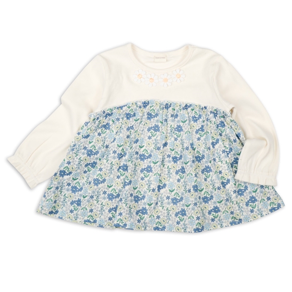 [キッズ]長袖Ｔシャツ　胸切替　ブルー ブルー 110cm