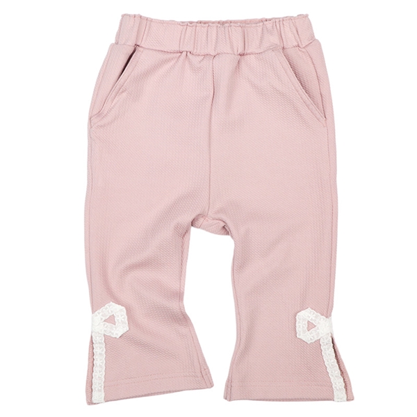 [ベビー]８分丈パンツ　裾レースリボン　ピンク ピンク 80cm