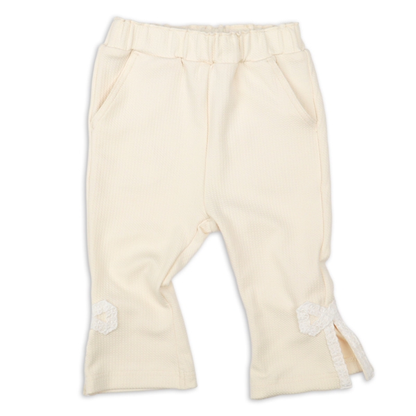 [ベビー]８分丈パンツ　裾レースリボン　アイボリー アイボリー 80cm