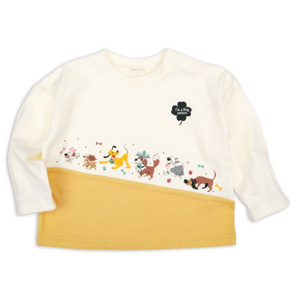 [ベビー]長袖Ｔシャツ　切替　ディズニー　アイボリー アイボリー 80cm