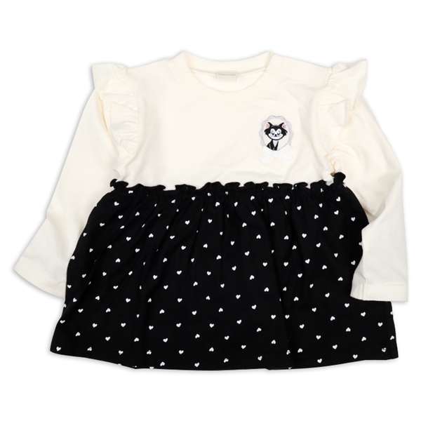 [ベビー]長袖Ｔシャツ　胸切替　ディズニー　ブラック ブラック 80cm