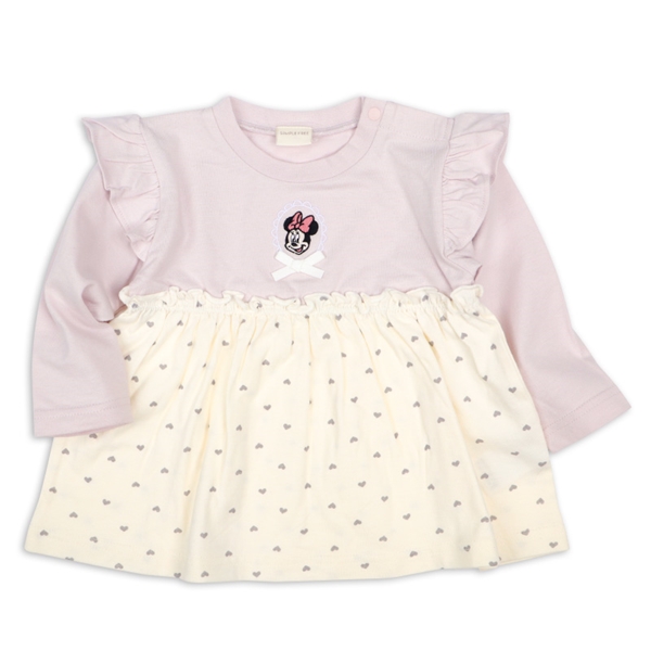 [ベビー]長袖Ｔシャツ　胸切替　ディズニー　ピンク ピンク 80cm