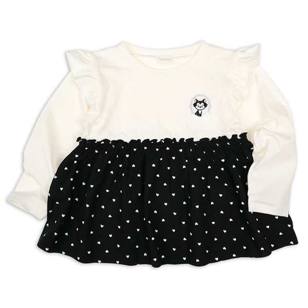 [キッズ]長袖Ｔシャツ　胸切替　ディズニー　ブラック ブラック 100cm