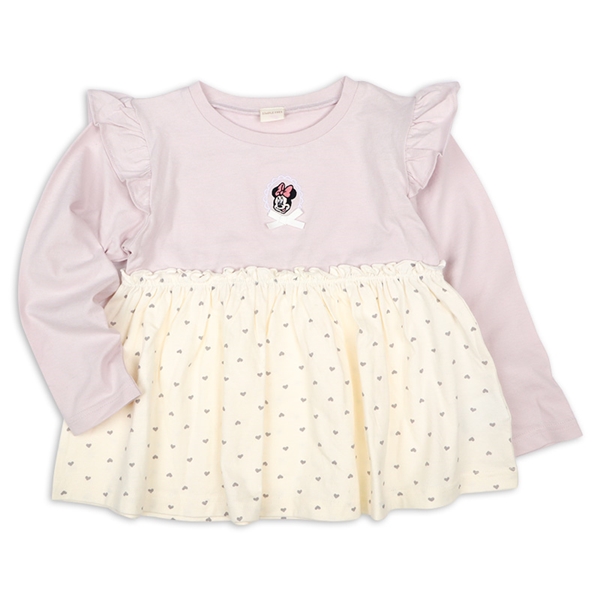 [キッズ]長袖Ｔシャツ　胸切替　ディズニー　ピンク ピンク 100cm