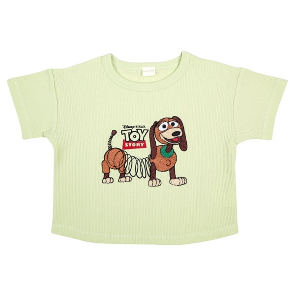 [キッズ]半袖Ｔシャツ　ワンポイント　ディズニー　スリンキー キミドリ 100cm