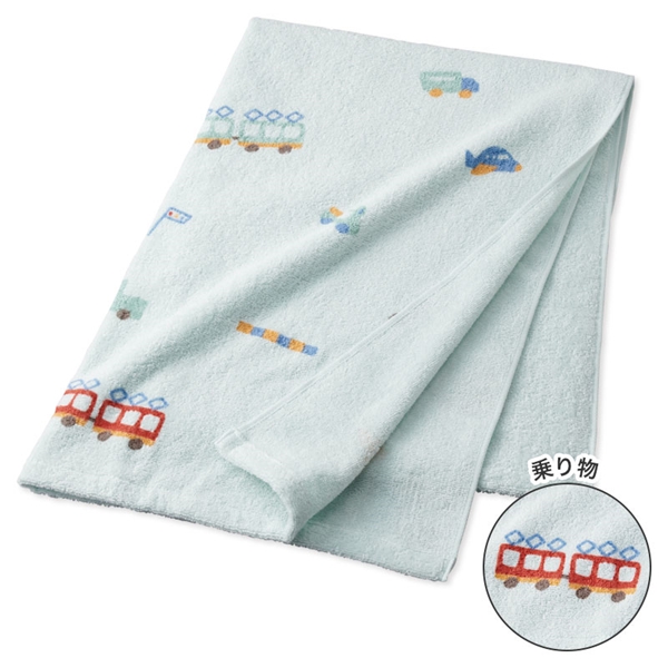 タオルケット 乗り物 グリーン