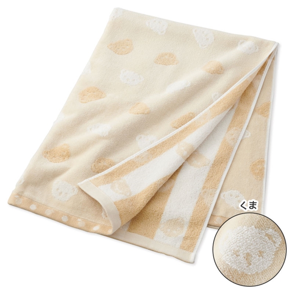 ジャガードタオルケット くま ベージュ