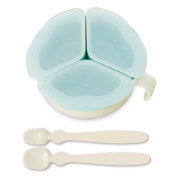 スプーン付で 離乳食準備OK くるくるプレート