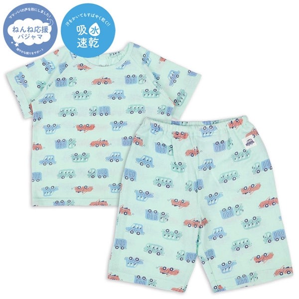 [ベビー]ねんね応援　半袖パジャマ　車 ペパーミント 70cm